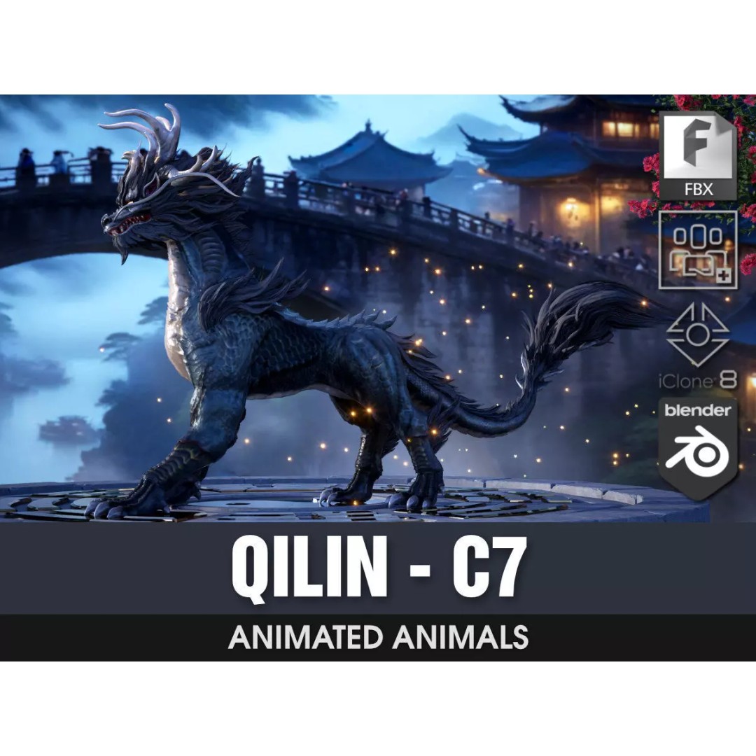 Qilin-C7 3D Model – Rigged Animated Character with PBR Textures, FBX - View 2