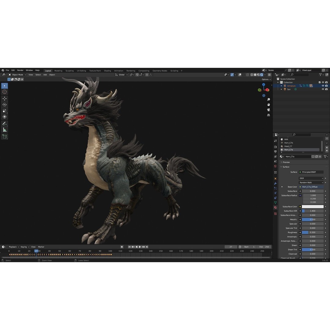 Qilin-C7 3D Model – Rigged Animated Character with PBR Textures, FBX - View 23