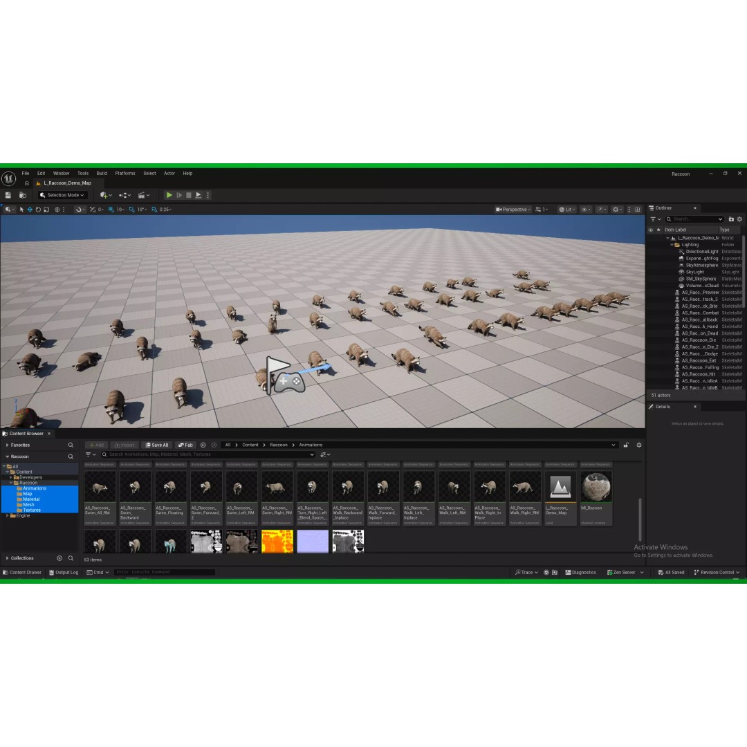 Raccoon 3D Model – Low Poly Game Asset with Animations, FBX - View 3