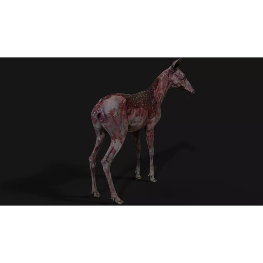 Bambi Zombie 3D Model – Low Poly Creature, Rigged, FBX, Unity, Unreal Engine - View 9