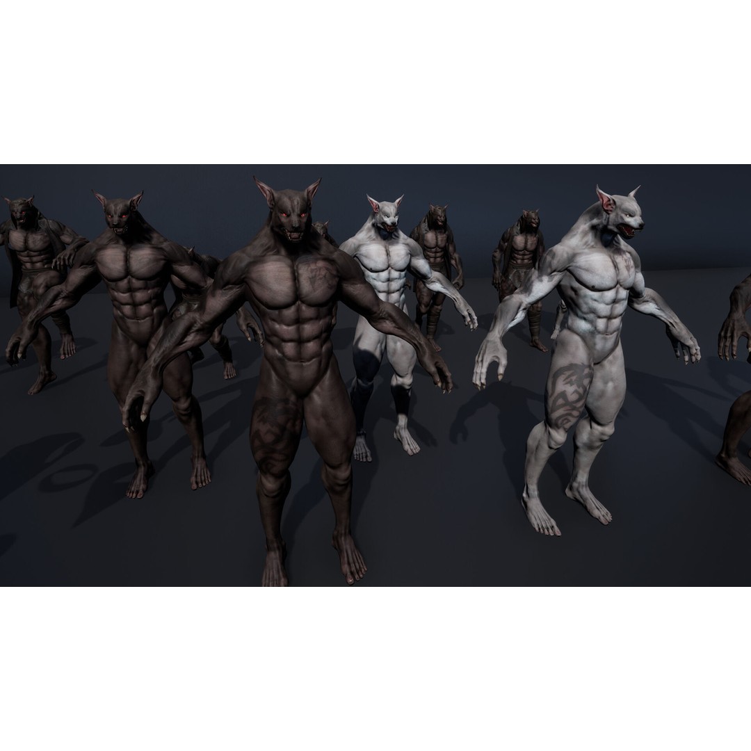 Werewolf 3D Model – Low Poly Game Asset, Fully Rigged, FBX - View 15
