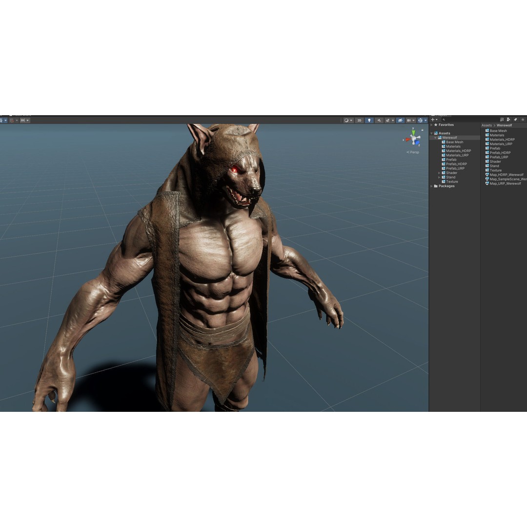 Werewolf 3D Model – Low Poly Game Asset, Fully Rigged, FBX - View 16