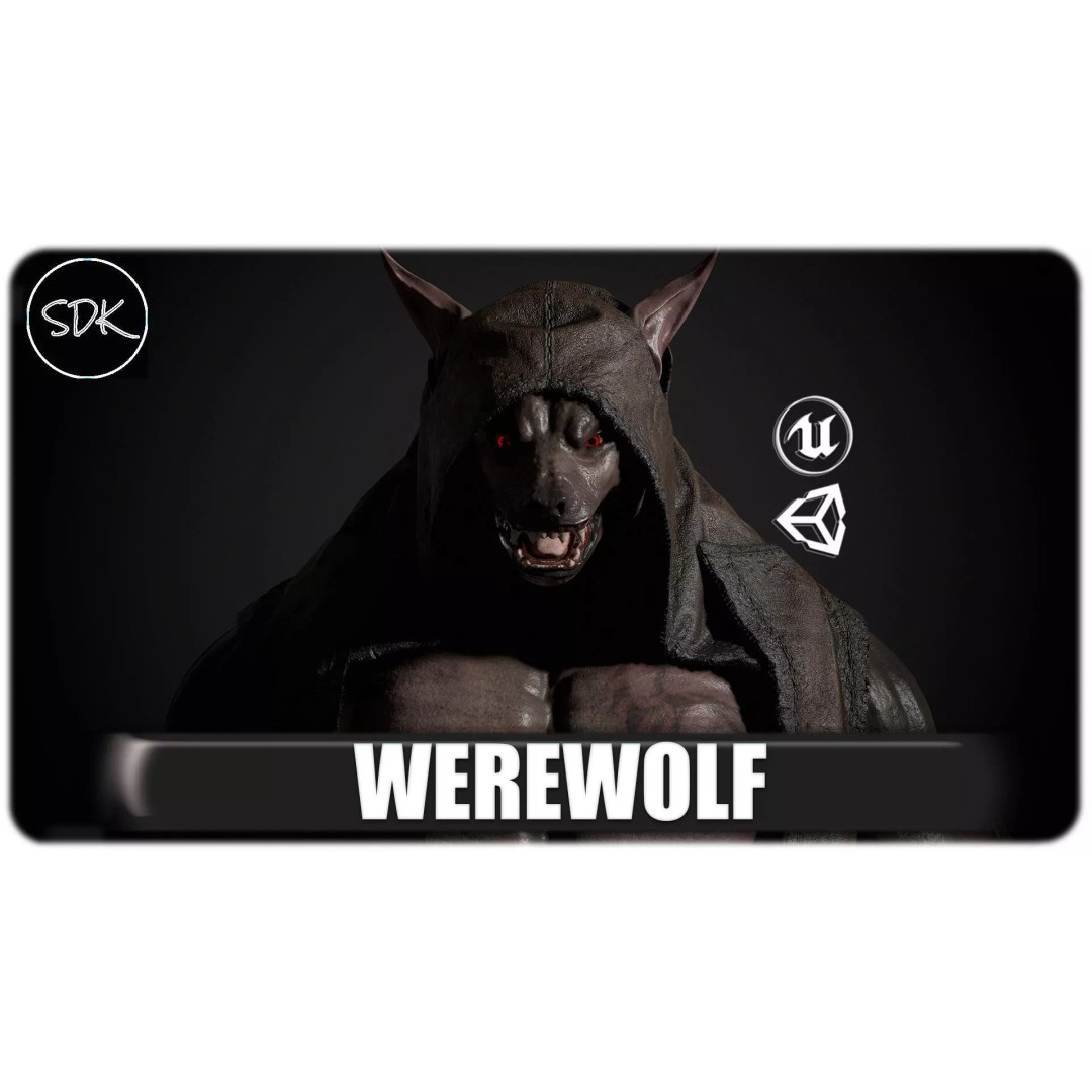 Werewolf 3D Model – Low Poly Game Asset, Fully Rigged, FBX - View 2