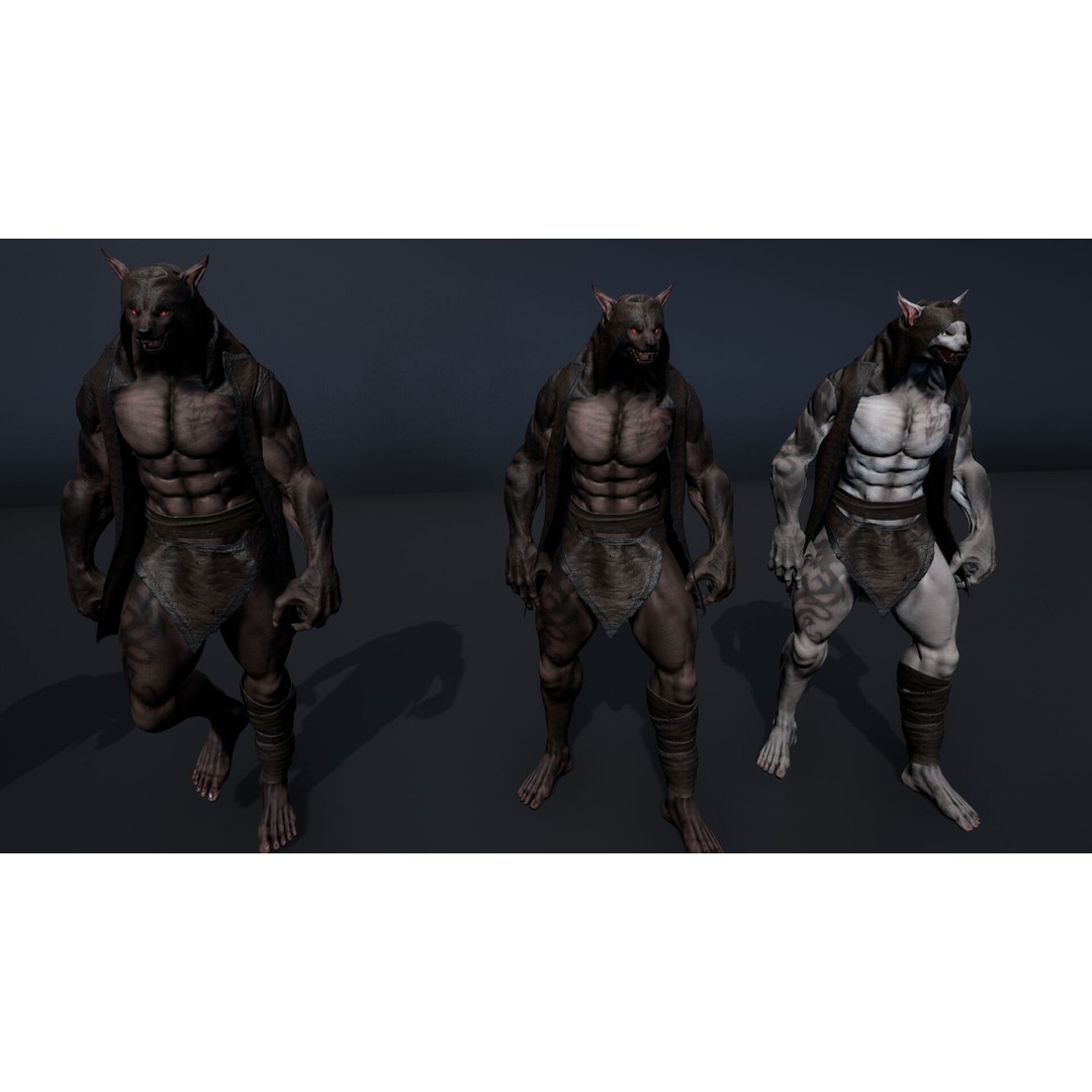 Werewolf 3D Model – Low Poly Game Asset, Fully Rigged, FBX - View 20