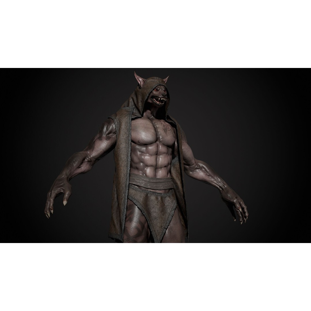Werewolf 3D Model – Low Poly Game Asset, Fully Rigged, FBX - View 4