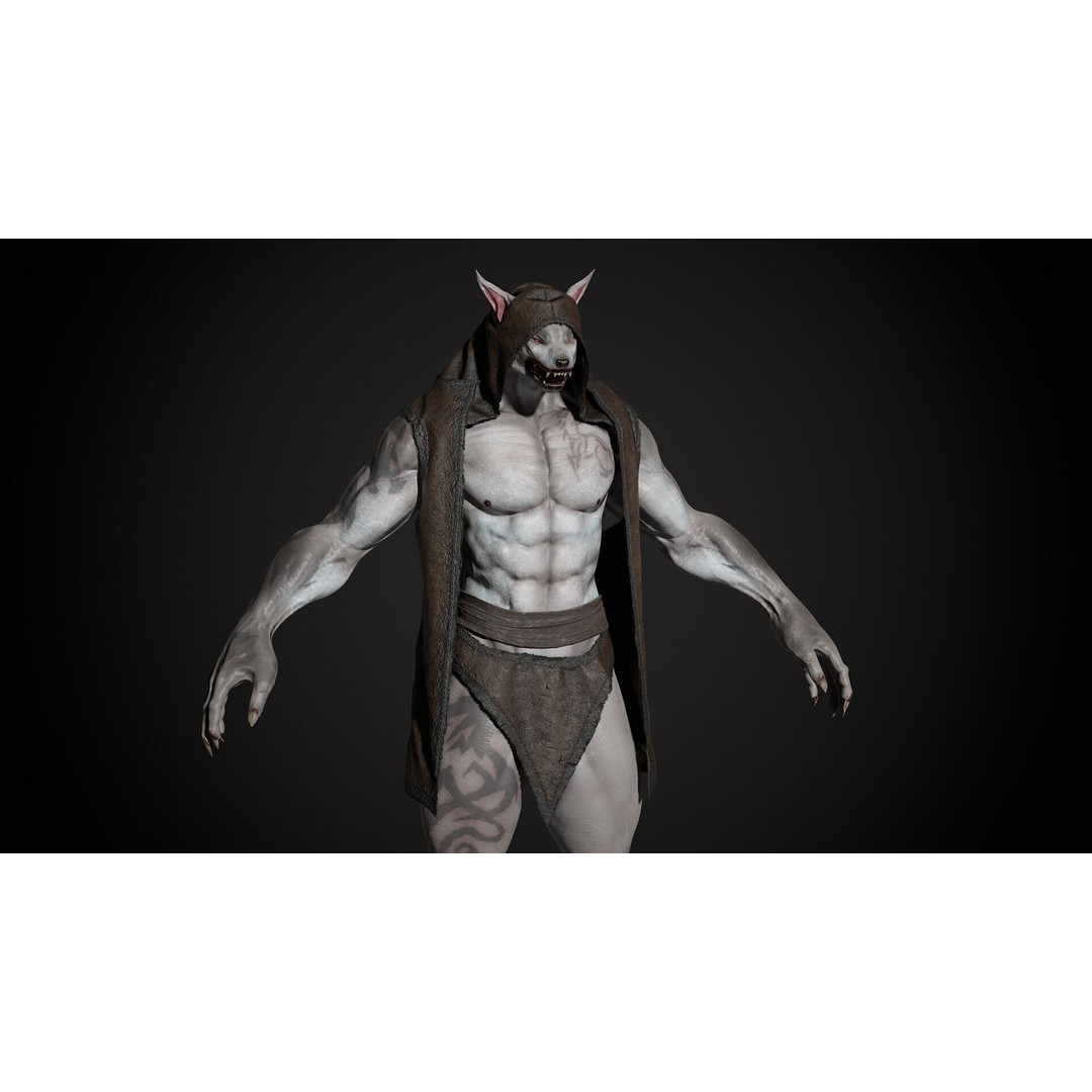 Werewolf 3D Model – Low Poly Game Asset, Fully Rigged, FBX - View 5