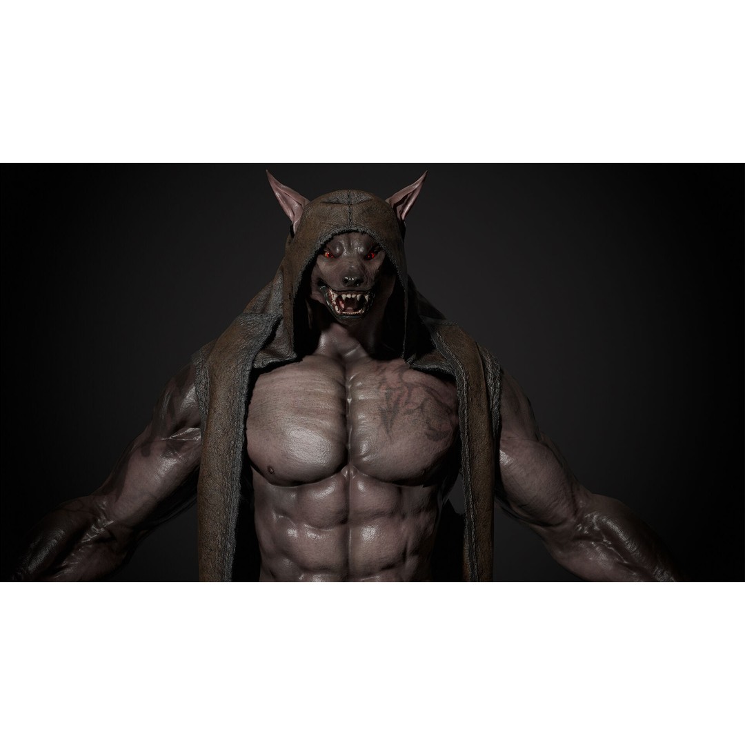 Werewolf 3D Model – Low Poly Game Asset, Fully Rigged, FBX - View 7