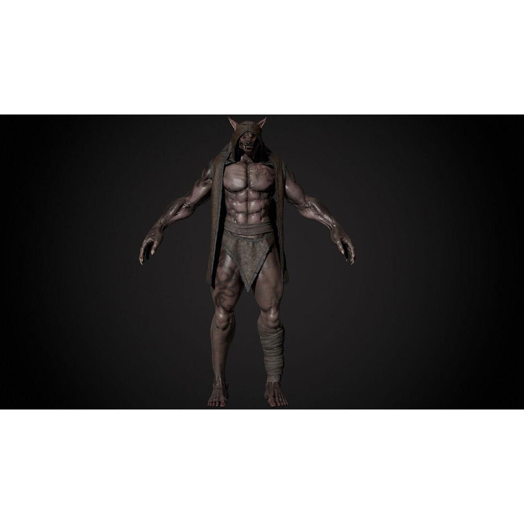 Werewolf 3D Model – Low Poly Game Asset, Fully Rigged, FBX - View 8