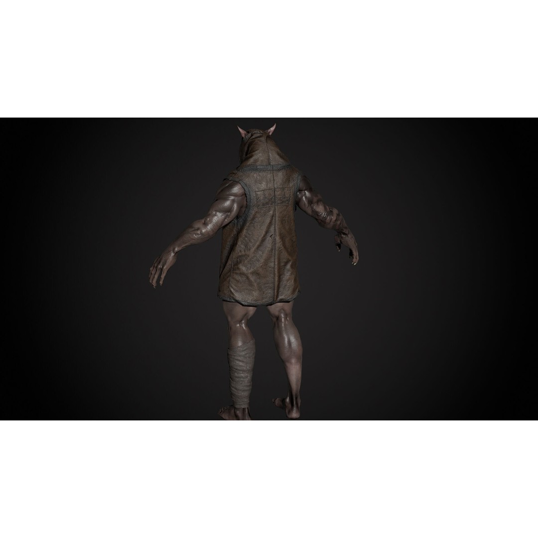 Werewolf 3D Model – Low Poly Game Asset, Fully Rigged, FBX - View 9