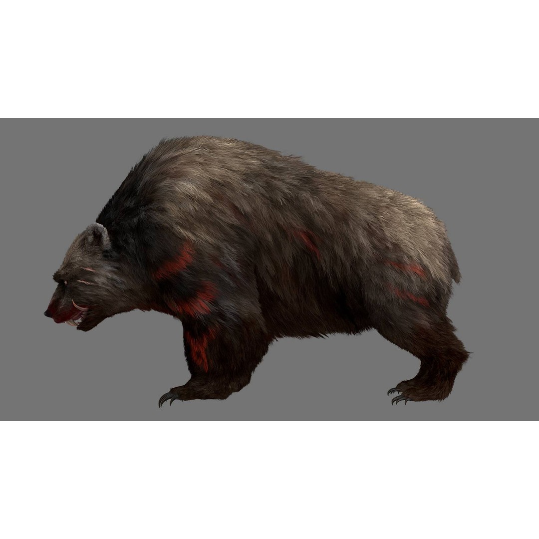 Injured Bear 3D Model – Rigged High Poly Game Asset, FBX, OBJ - View 4