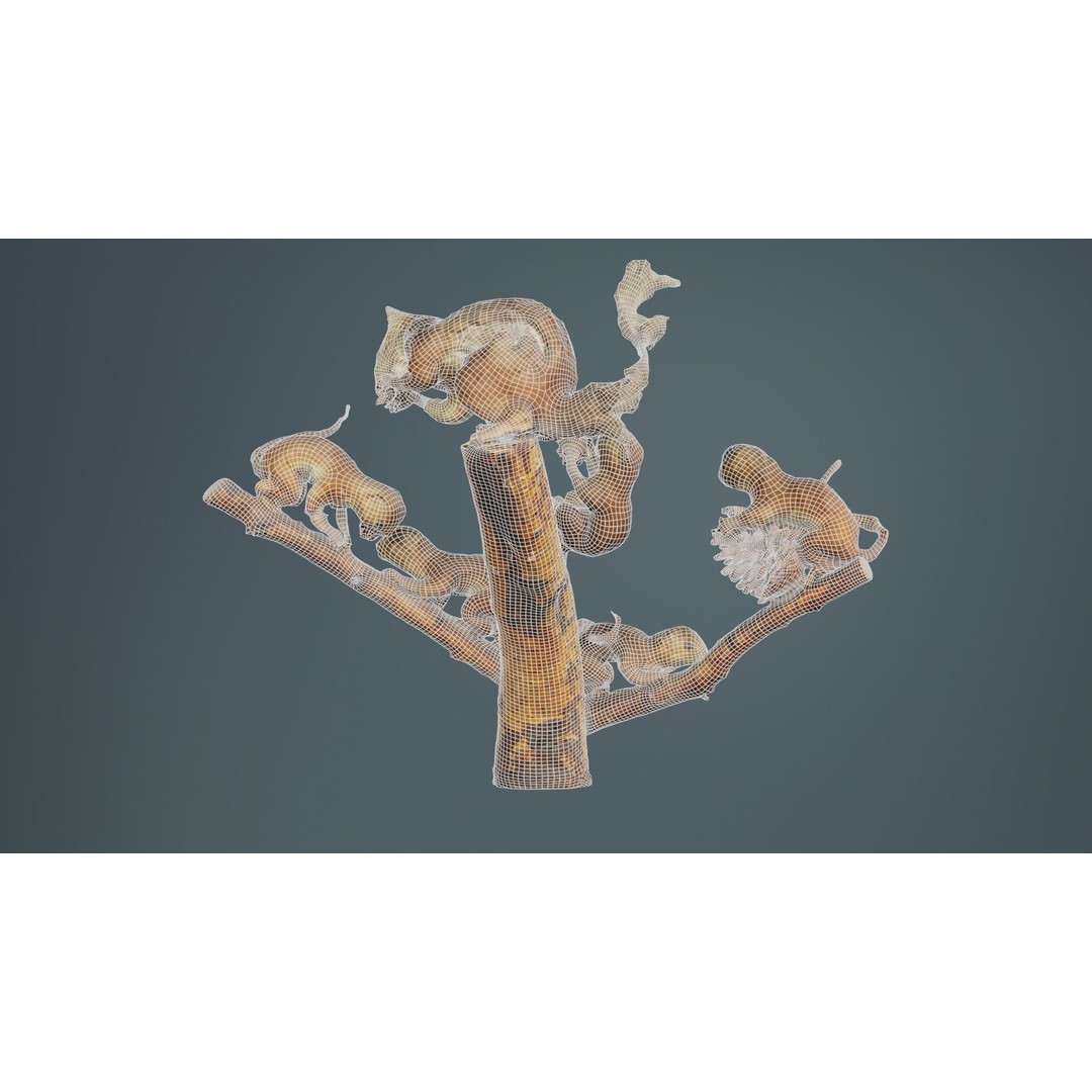 Squirrels on Branch 3D Model – Low Poly Photogrammetry Asset, FBX - View 12