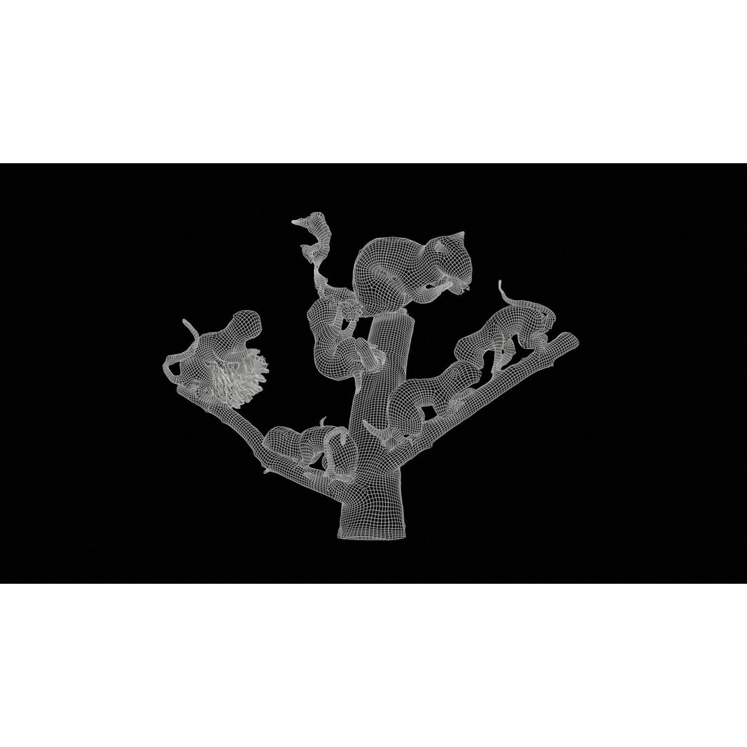 Squirrels on Branch 3D Model – Low Poly Photogrammetry Asset, FBX - View 13