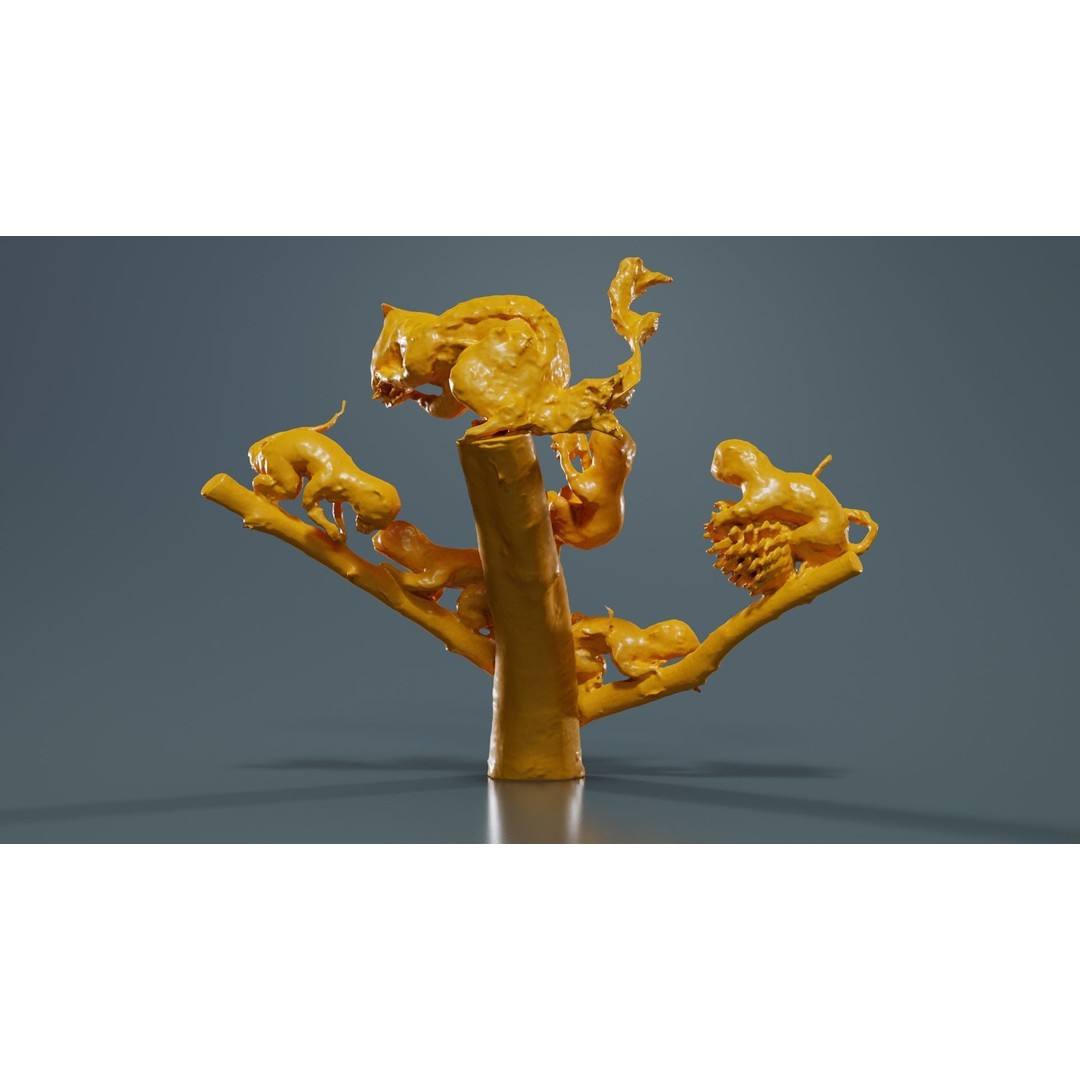 Squirrels on Branch 3D Model – Low Poly Photogrammetry Asset, FBX - View 15
