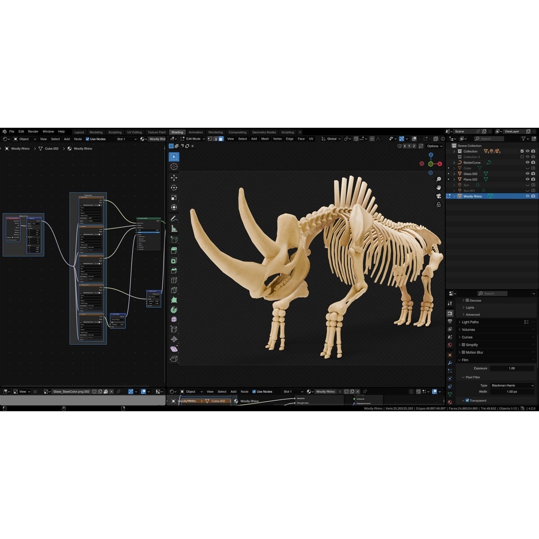 Woolly Rhino 3D Model – Low Poly Rigged Fossil, FBX & Blender - View 11