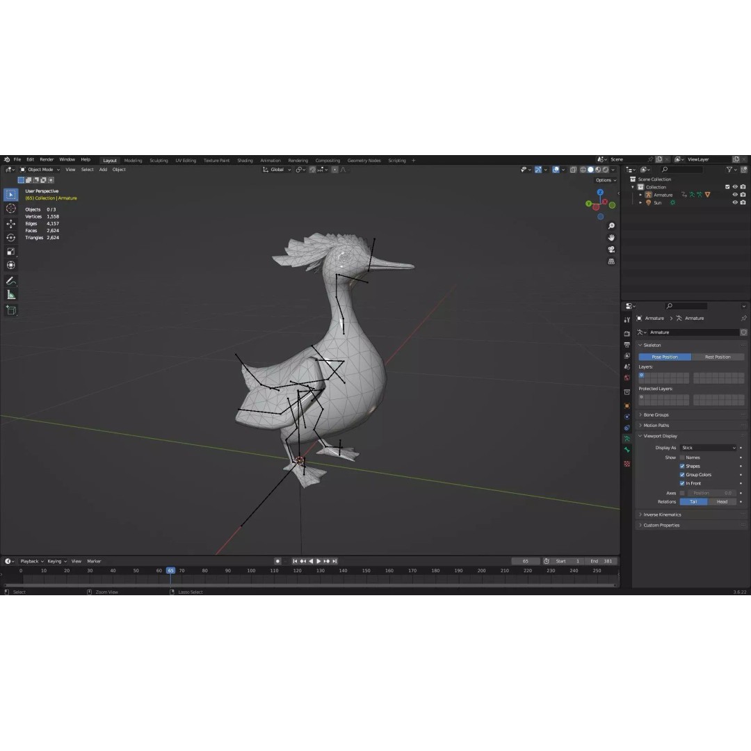 Duck-B2 3D Model – Rigged Animated Bird with PBR Textures, FBX - View 20