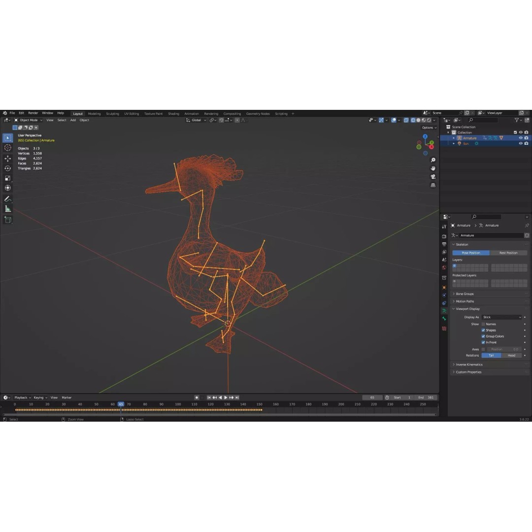 Duck-B2 3D Model – Rigged Animated Bird with PBR Textures, FBX - View 21