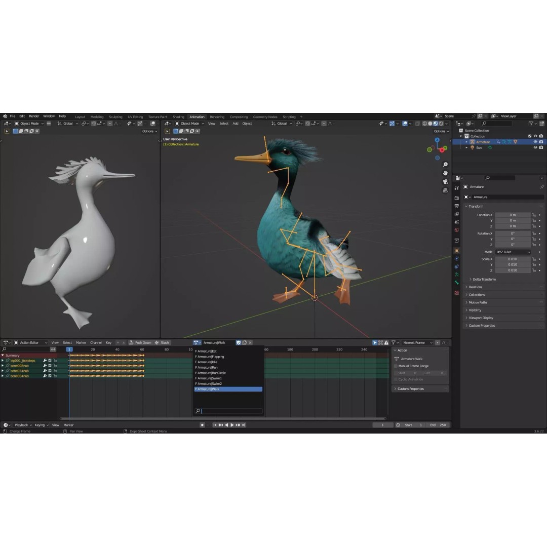 Duck-B2 3D Model – Rigged Animated Bird with PBR Textures, FBX - View 22