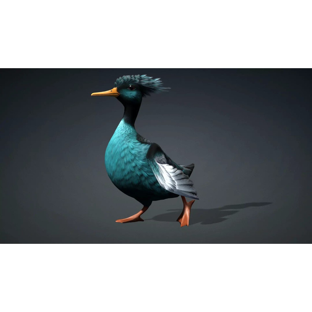 Duck-B2 3D Model – Rigged Animated Bird with PBR Textures, FBX - View 3