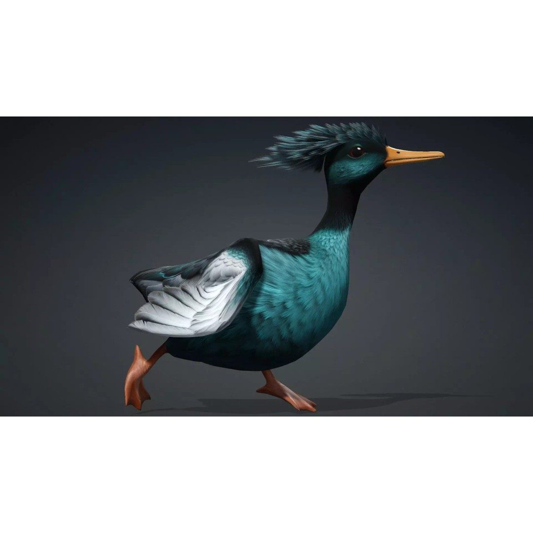 Duck-B2 3D Model – Rigged Animated Bird with PBR Textures, FBX - View 8