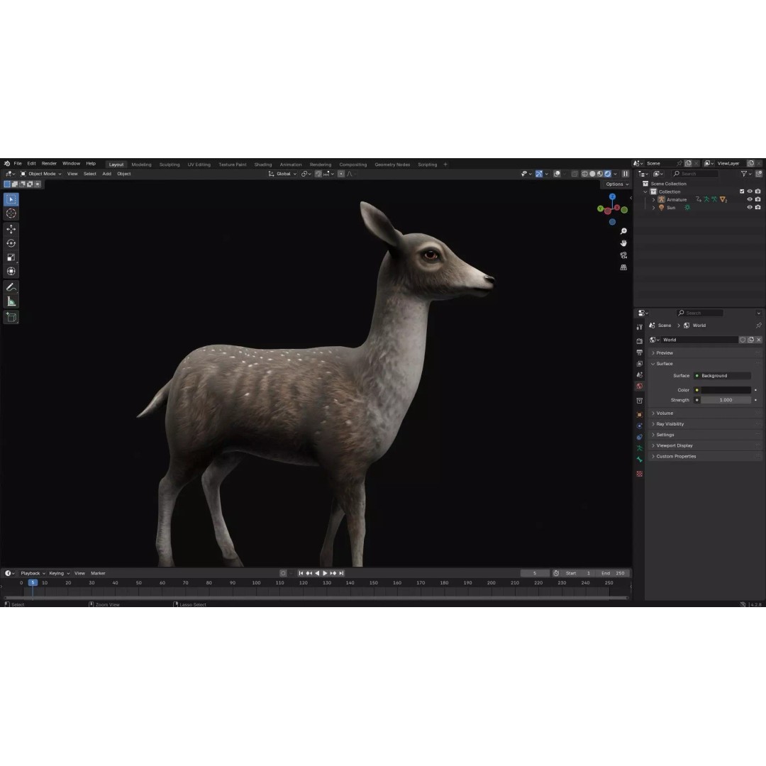 Deer 3D Model – Rigged Animated PBR Asset for Unity & Blender