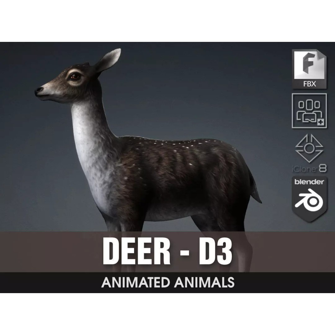 Deer 3D Model – Rigged Animated PBR Asset for Unity & Blender - View 2