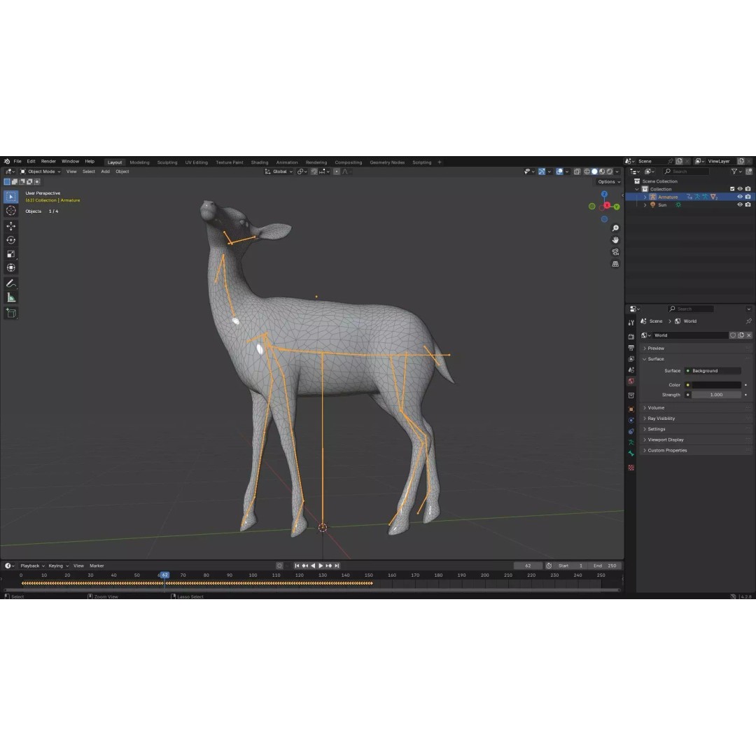 Deer 3D Model – Rigged Animated PBR Asset for Unity & Blender - View 20