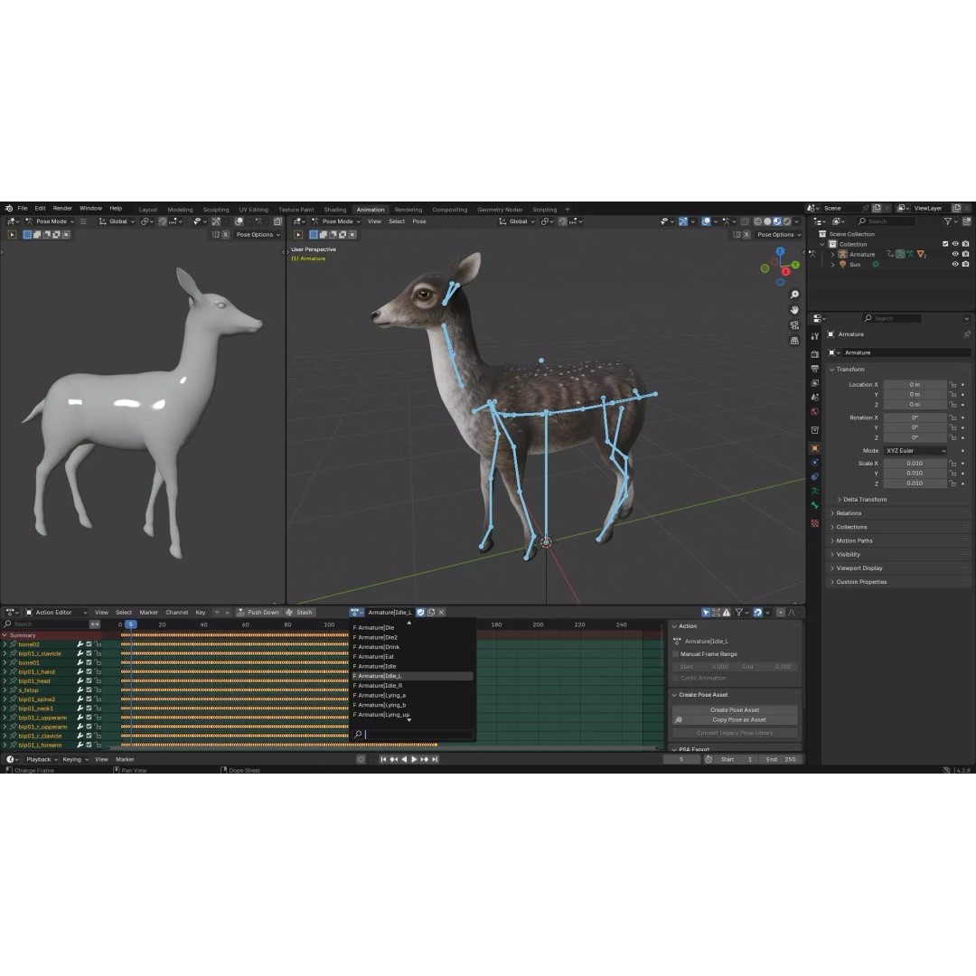 Deer 3D Model – Rigged Animated PBR Asset for Unity & Blender - View 22