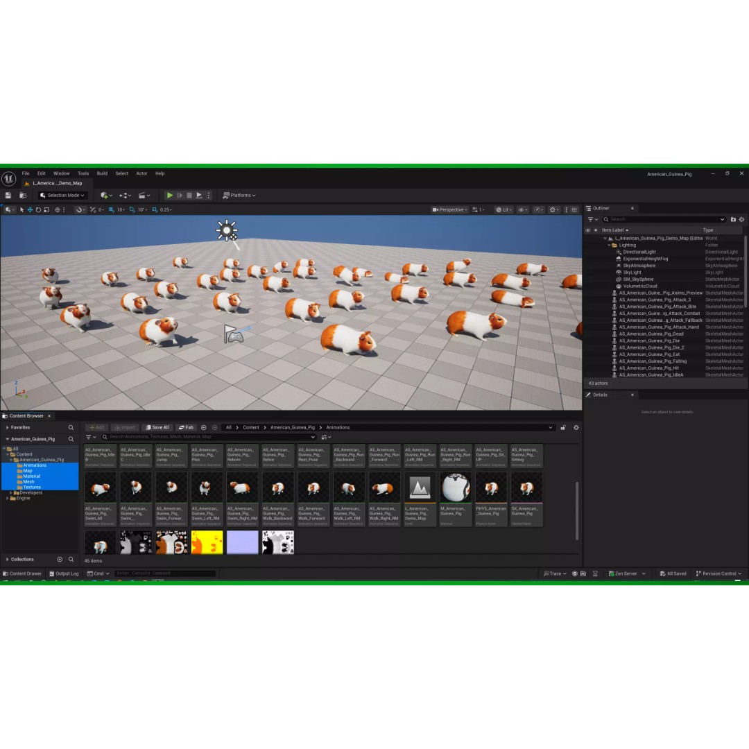 American Guinea Pig 3D Model – Low Poly Rigged Animal with Animations - View 3