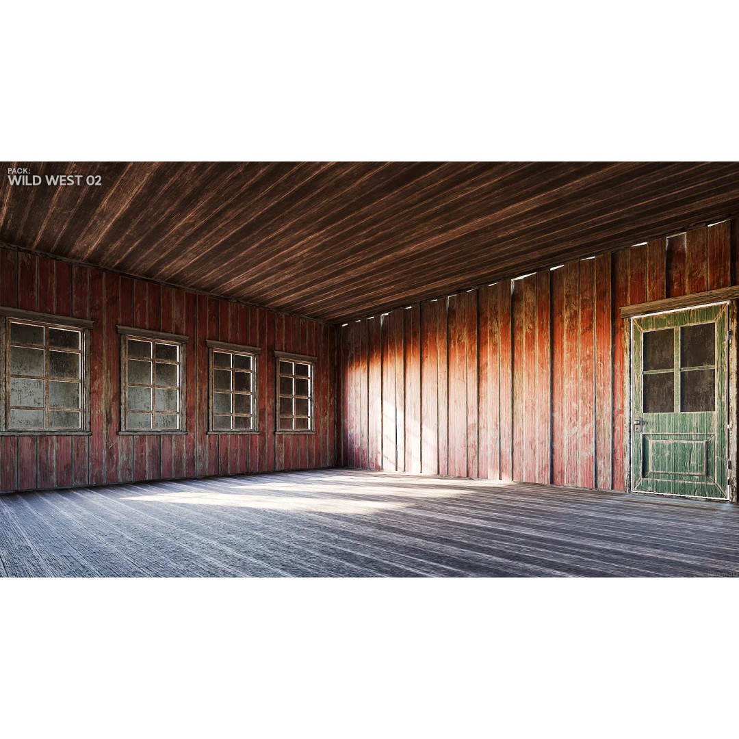 Wild West Buildings 3D Model – Low Poly Historic Set with PBR Textures - View 25