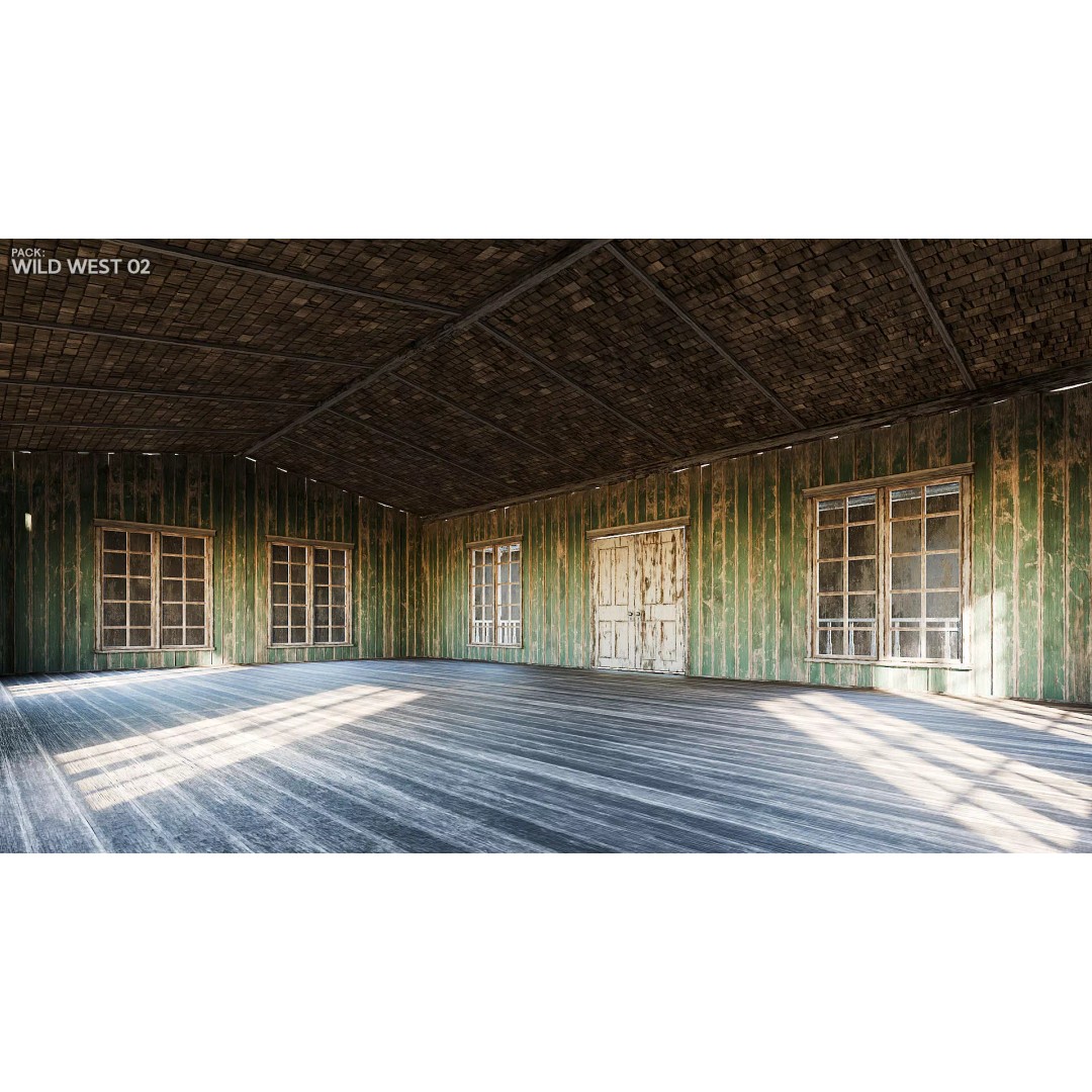 Wild West Buildings 3D Model – Low Poly Historic Set with PBR Textures - View 26