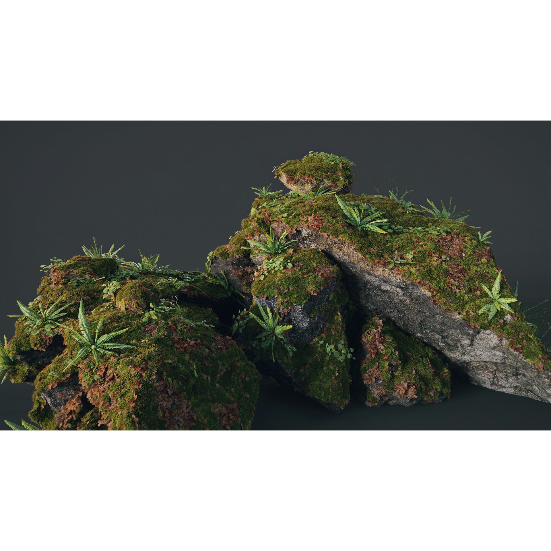 Moss Biome Ground Scatter - Low-Poly Game-Ready 3D Model - View 13