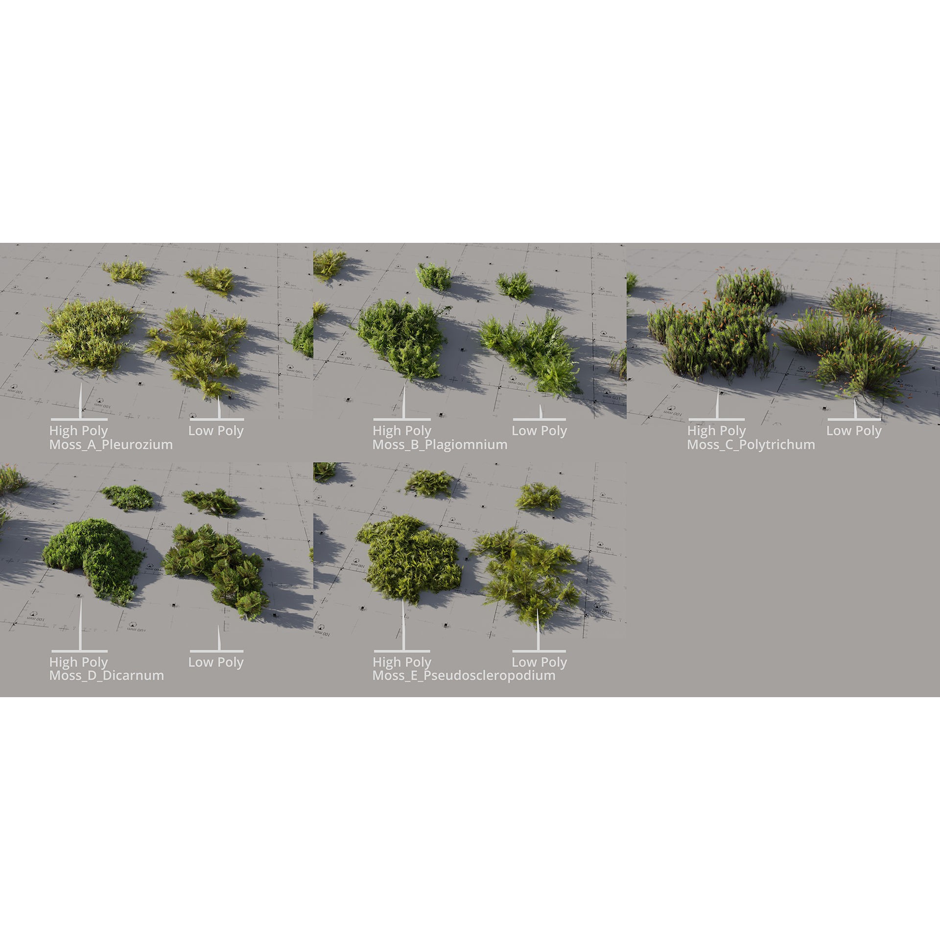 Moss Biome Ground Scatter - Low-Poly Game-Ready 3D Model - View 14