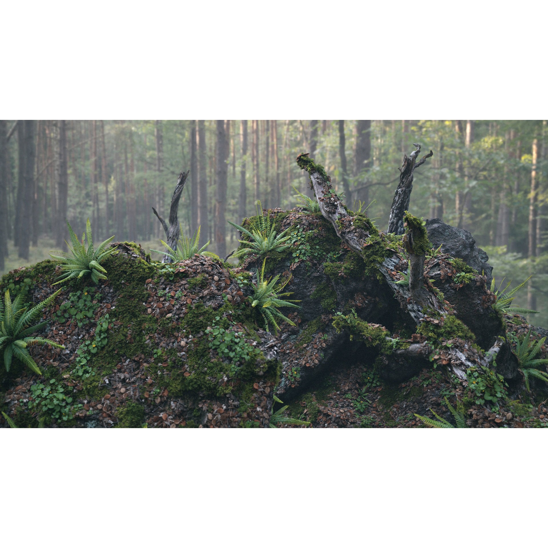 Moss Biome Ground Scatter - Low-Poly Game-Ready 3D Model - View 3