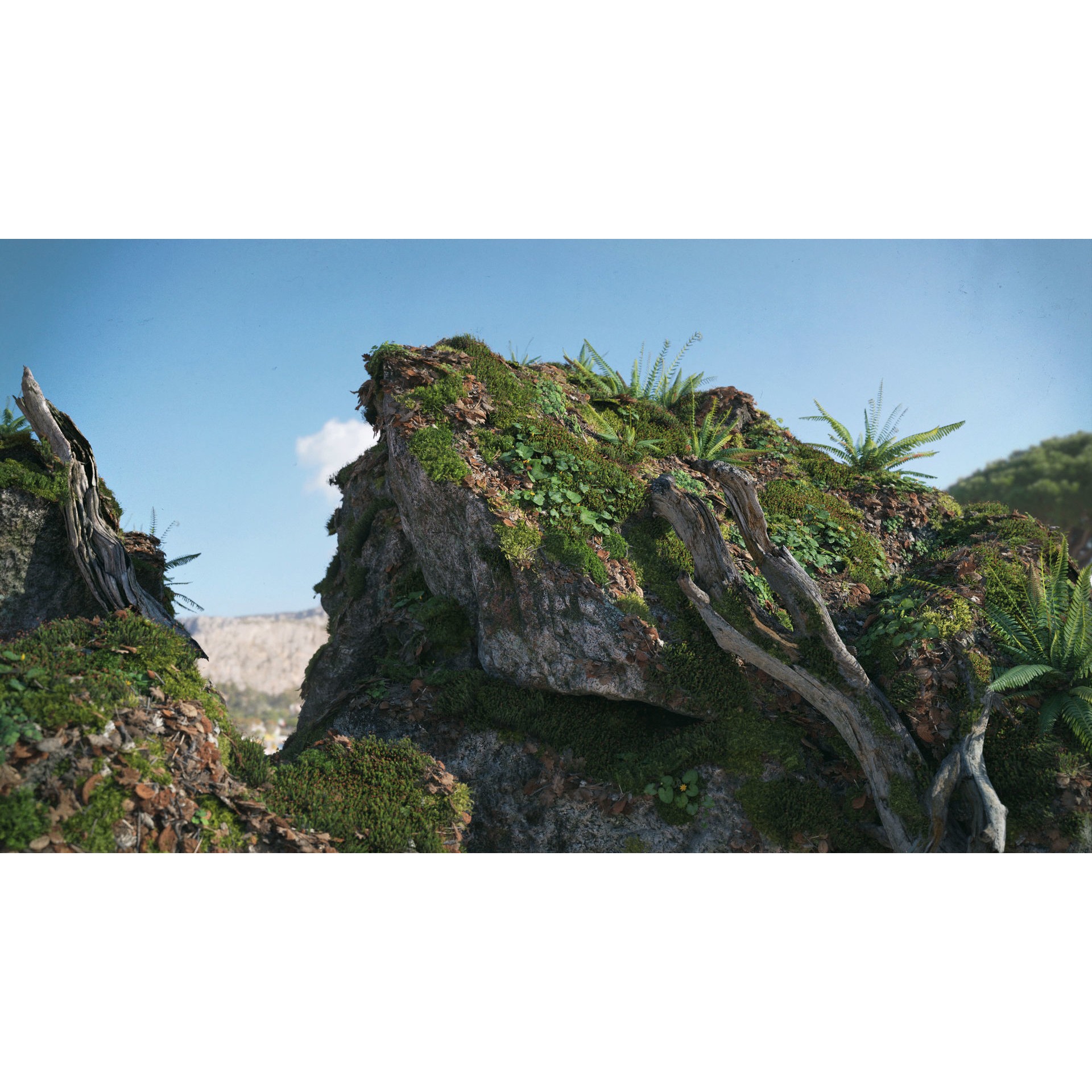 Moss Biome Ground Scatter - Low-Poly Game-Ready 3D Model - View 4