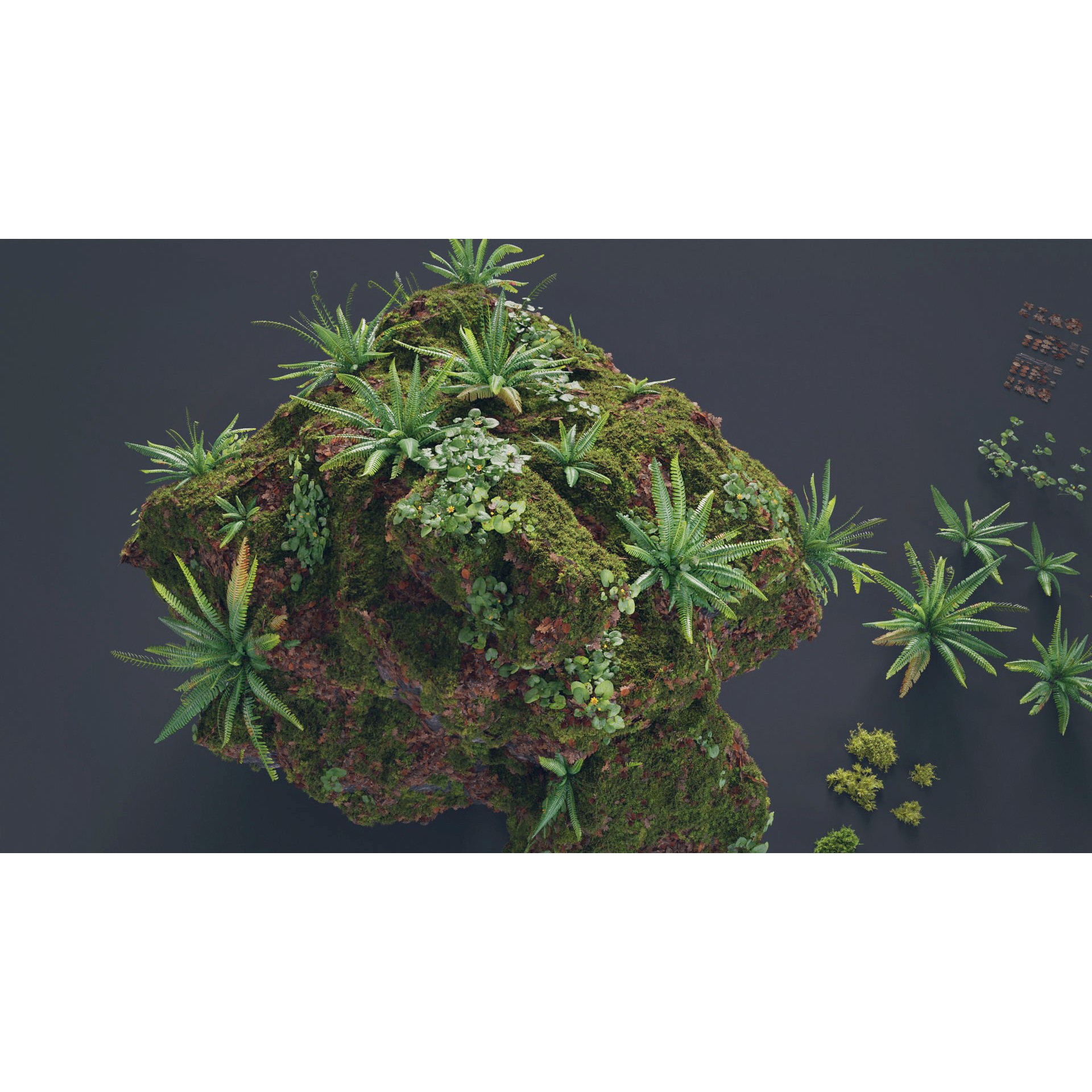 Moss Biome Ground Scatter - Low-Poly Game-Ready 3D Model - View 8