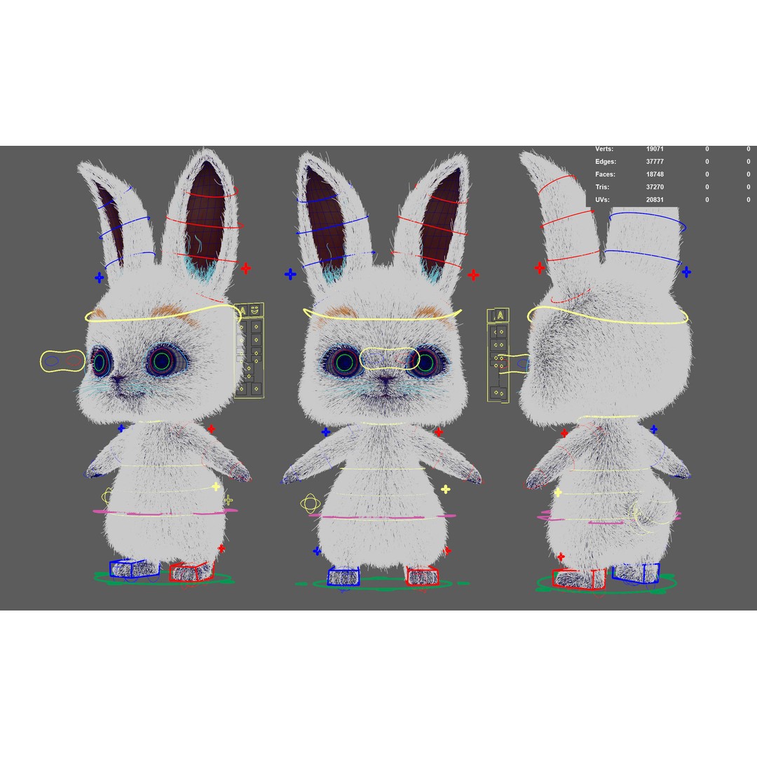Cartoon Rabbit 3D Model – Rigged Character with PBR Textures