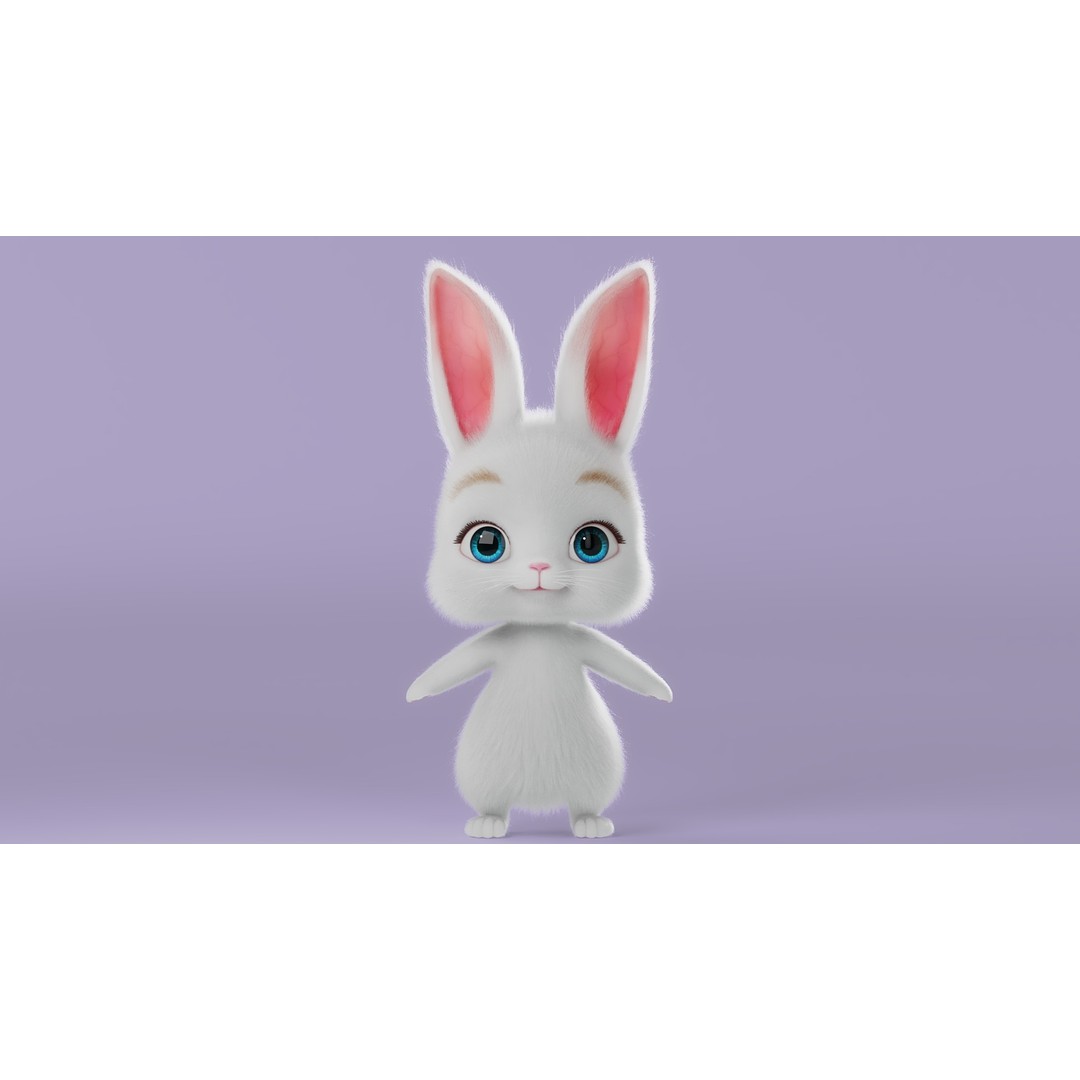 Cartoon Rabbit 3D Model – Rigged Character with PBR Textures - View 12