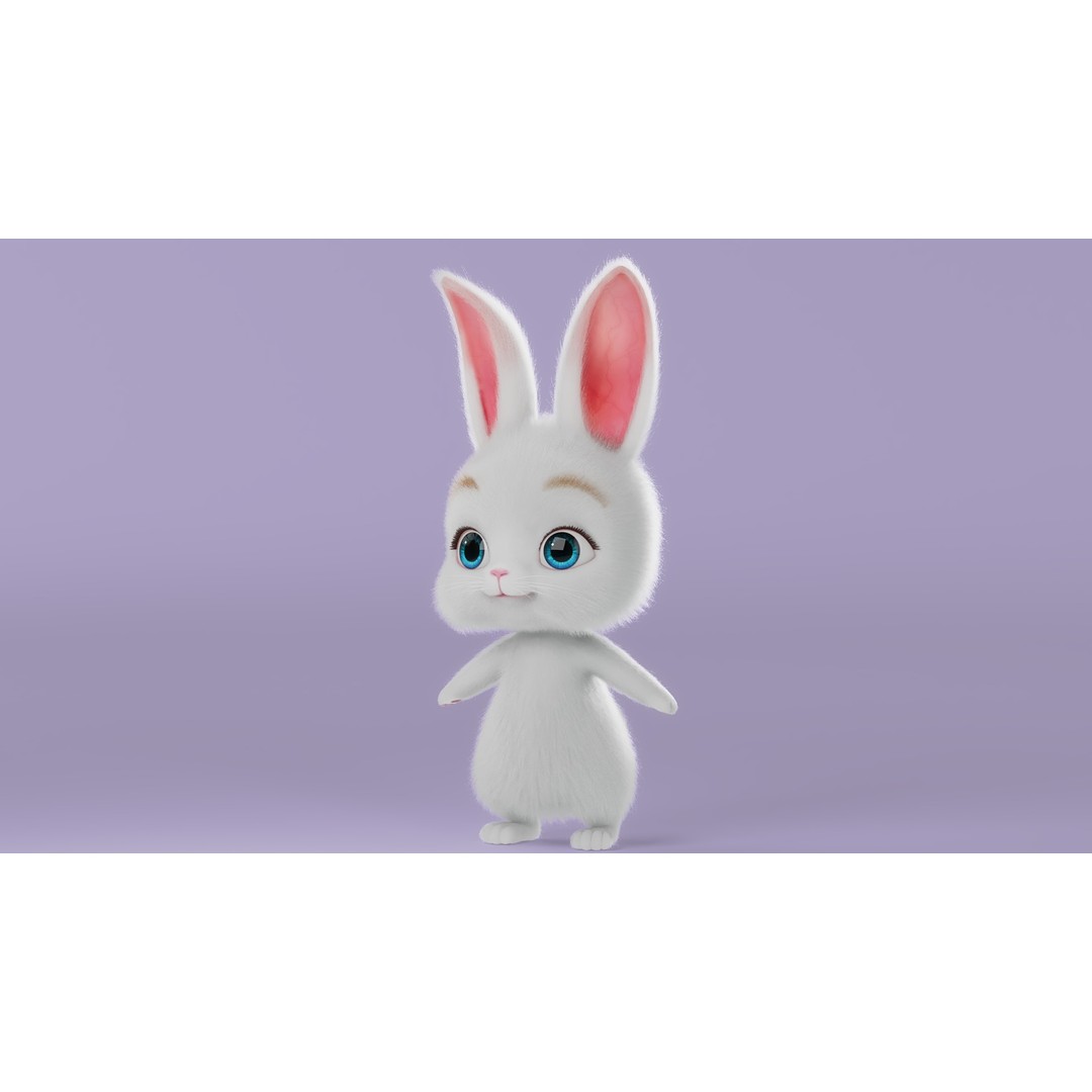 Cartoon Rabbit 3D Model – Rigged Character with PBR Textures - View 13