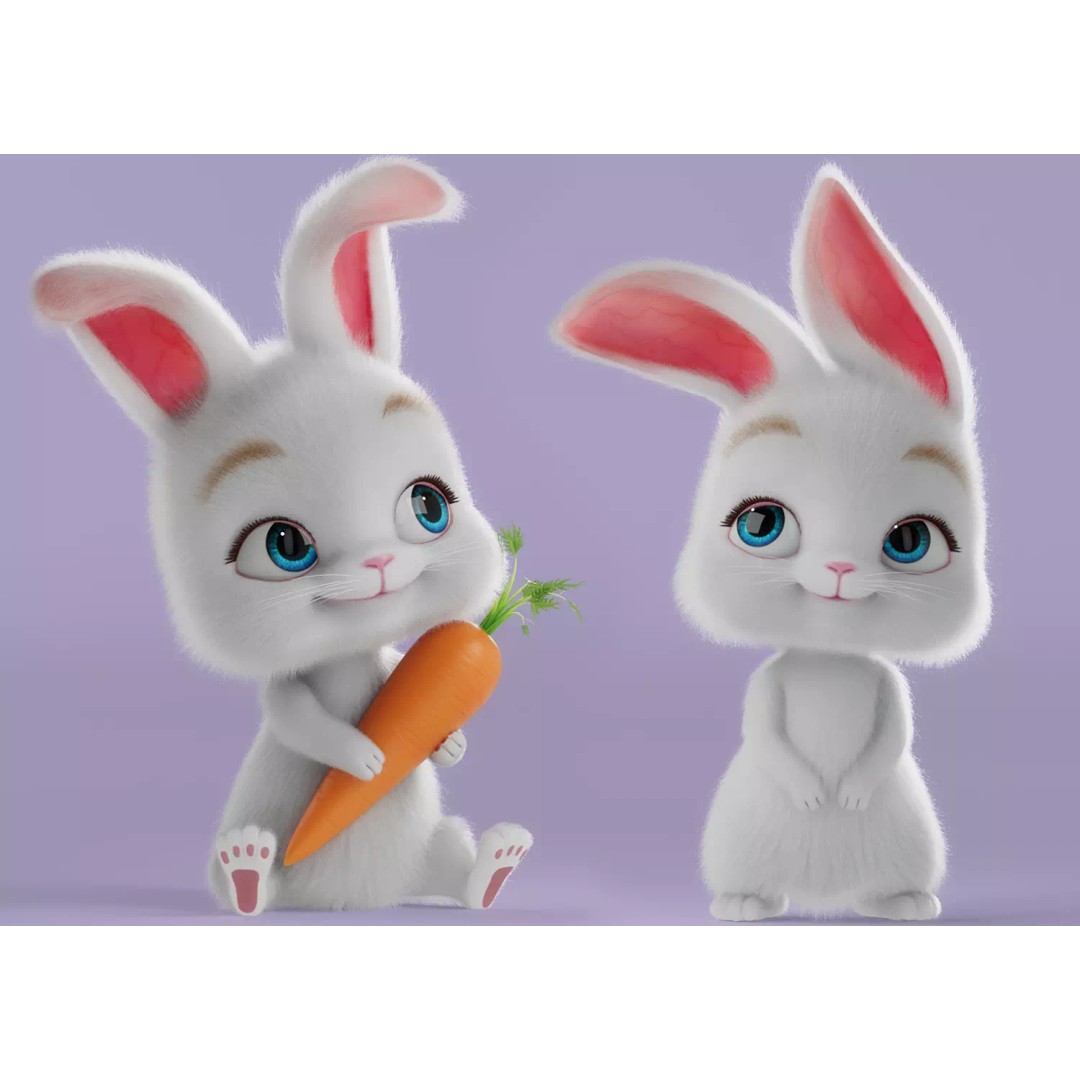 Cartoon Rabbit 3D Model – Rigged Character with PBR Textures - View 2