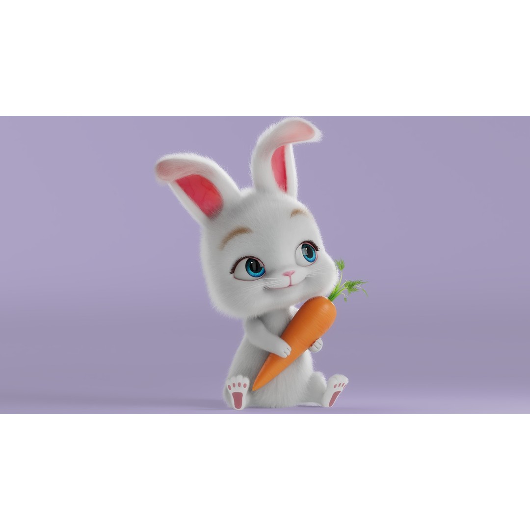 Cartoon Rabbit 3D Model – Rigged Character with PBR Textures - View 3