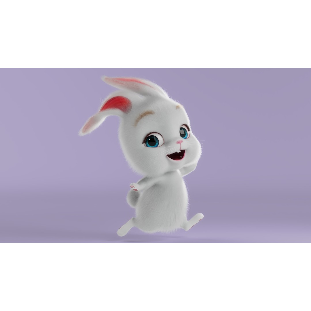 Cartoon Rabbit 3D Model – Rigged Character with PBR Textures - View 4