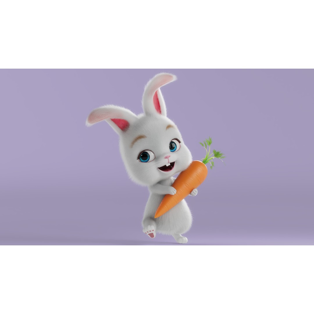 Cartoon Rabbit 3D Model – Rigged Character with PBR Textures - View 5
