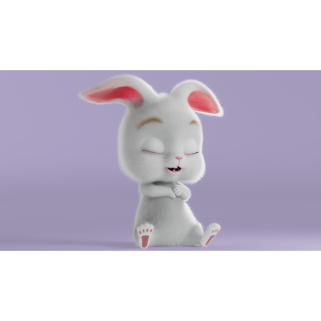 Cartoon Rabbit 3D Model – Rigged Character with PBR Textures - View 7