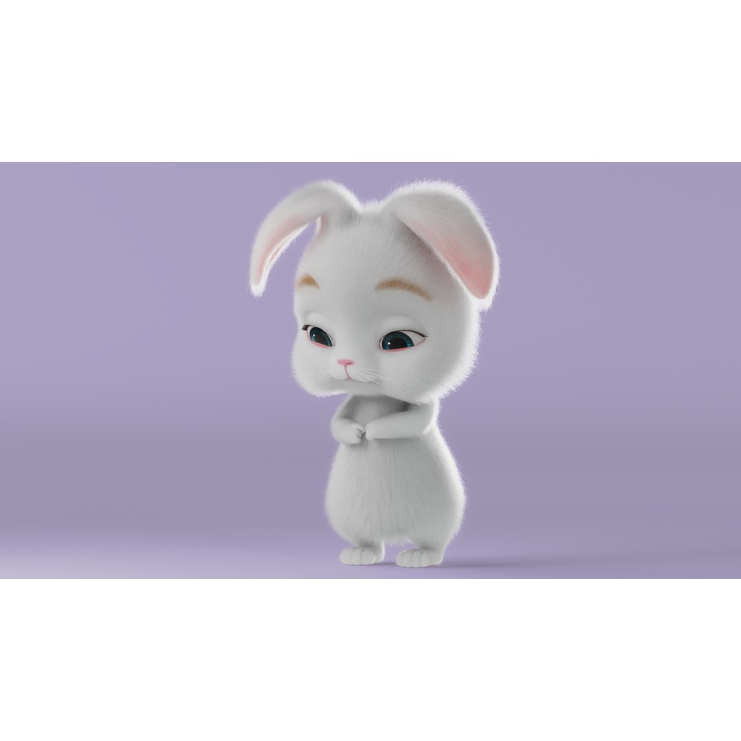 Cartoon Rabbit 3D Model – Rigged Character with PBR Textures - View 8