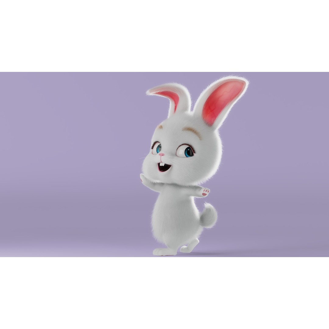 Cartoon Rabbit 3D Model – Rigged Character with PBR Textures - View 9