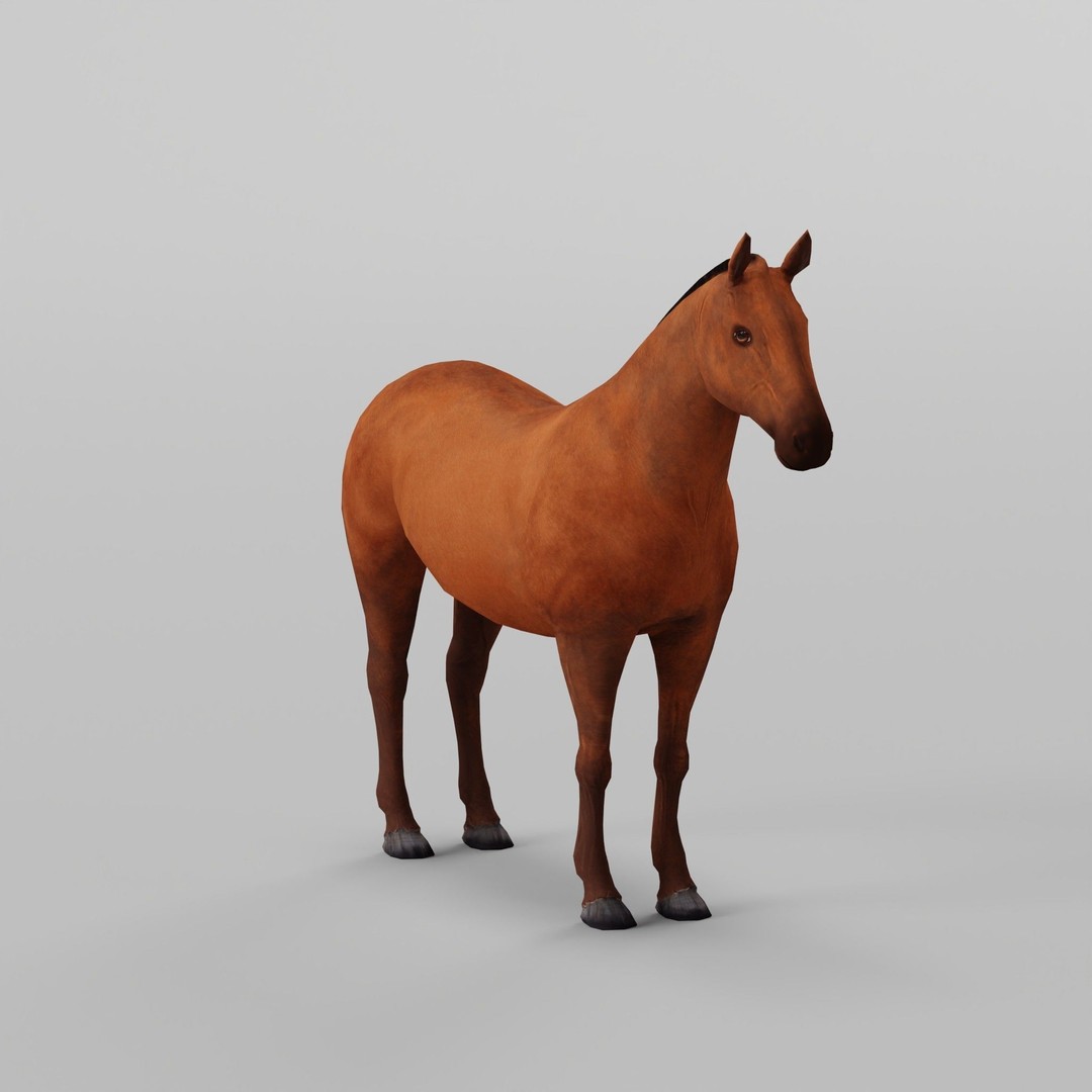 American Quarter Horse 3D Model – Low Poly Game Asset, FBX, PBR - View 27