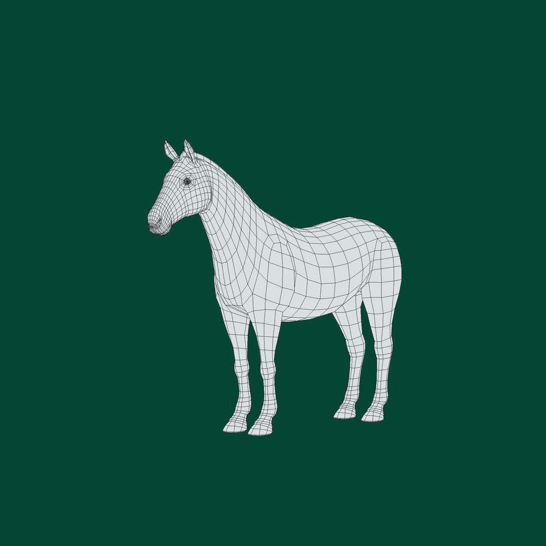 American Quarter Horse 3D Model – Low Poly Game Asset, FBX, PBR - View 3