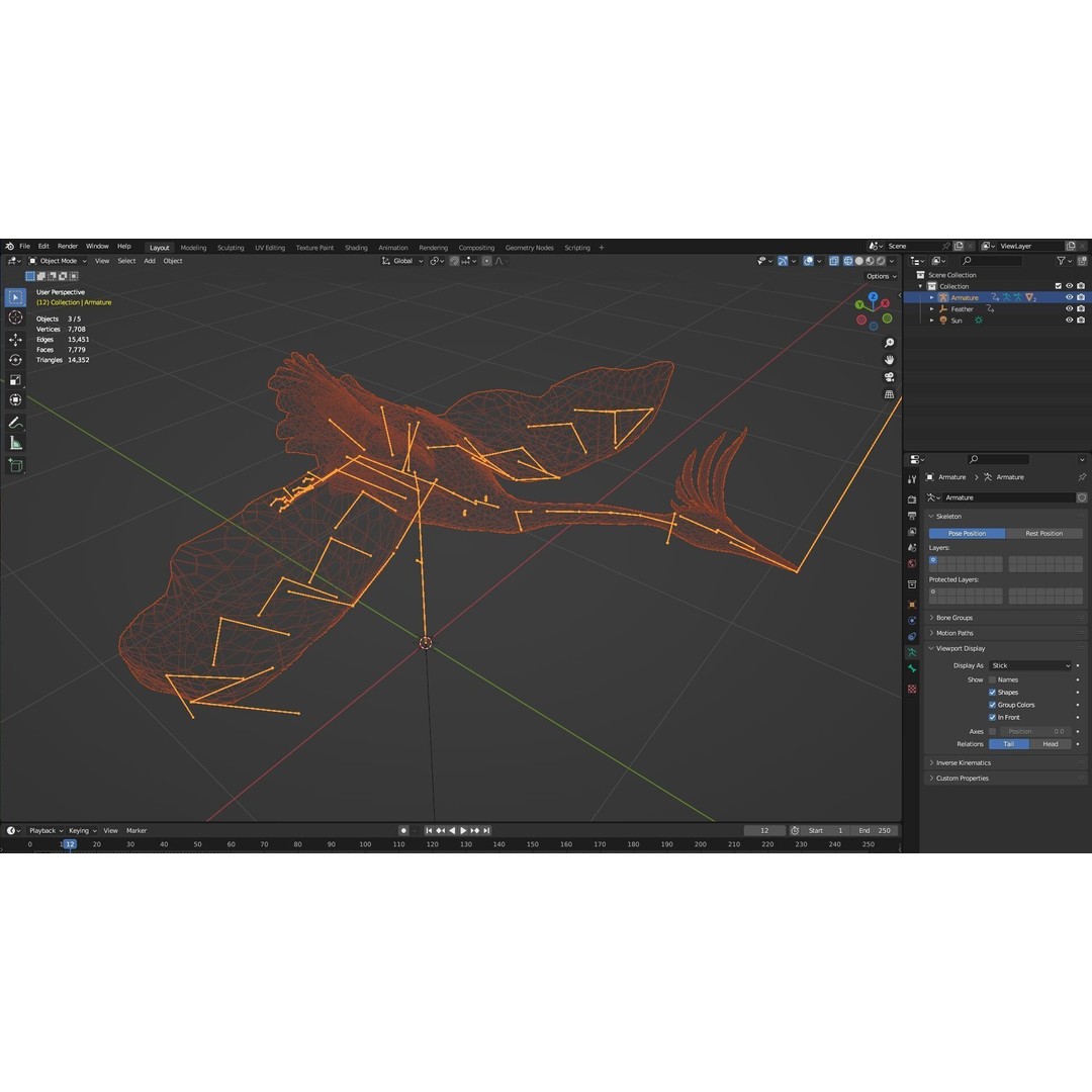 Crane Bird-B3 3D Model – Rigged Animated Asset with PBR Textures - View 20