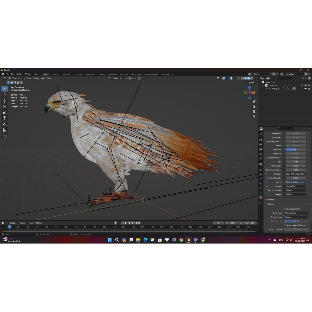 Eagle V2E 3D Model – Rigged Animated Bird with PBR Textures - View 19