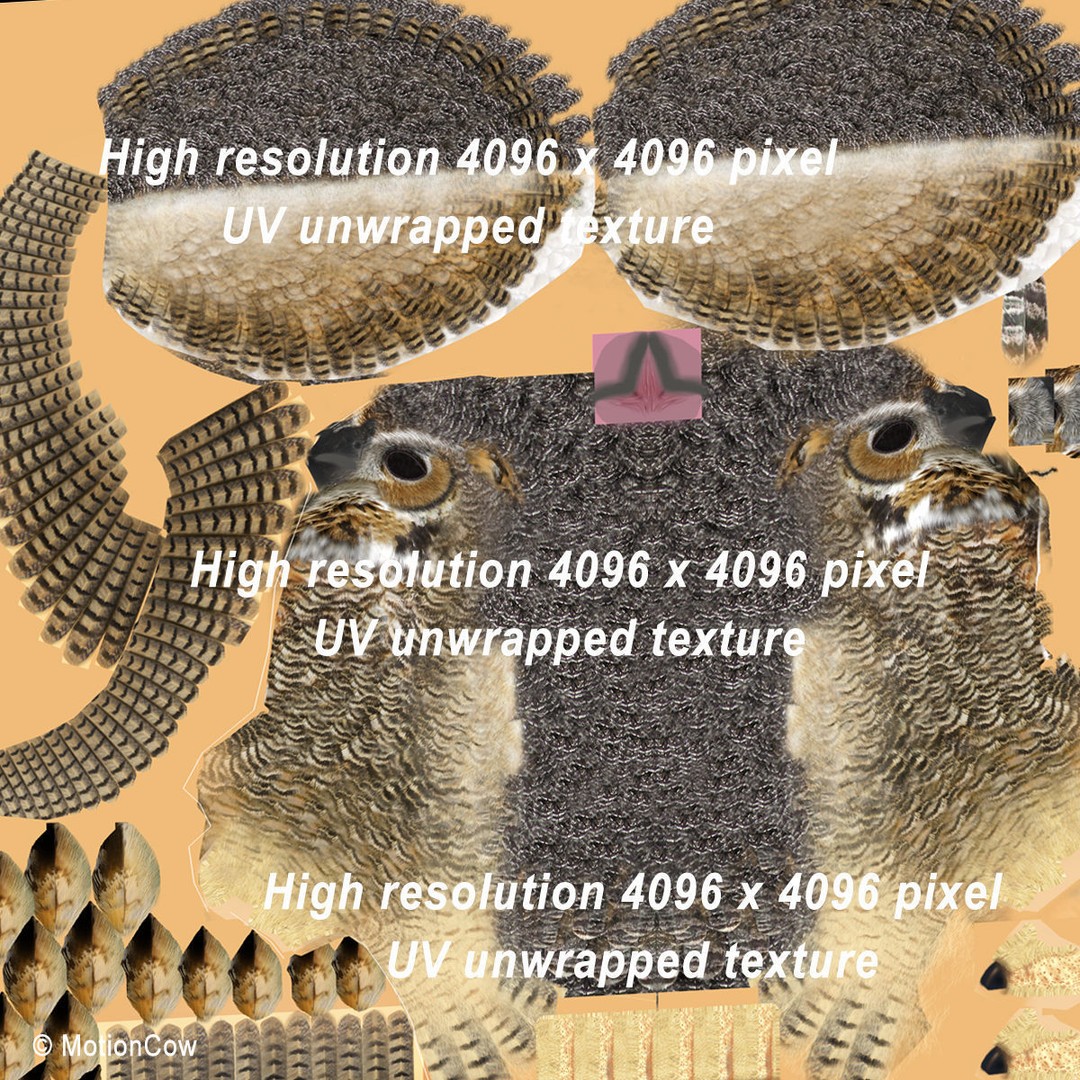 Great Horned Owl 3D Model – Rigged Animated Flight Asset, FBX